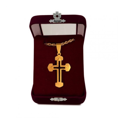 Σταυρός Λαιμού Ατσάλι (Χρυσό) με αλυσίδα